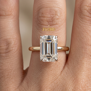 925 <b>Silver</b> <b>Emerald</b> Cut Solitaire Engagement <b>Ring</b> Lab Grown Diamond Promise <b>Ring</b> for Women - Product Image 6