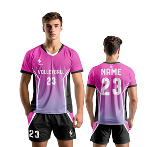 Conjunto de Camiseta de Voleibol Unisex Sublimada con Cuello en V, Manga Larga, Absorbente de Humedad, Reversible, Poliéster/Algodón, Cintura Elástica, Deportiva - Product Image 2