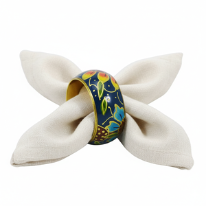 Anneaux de serviette artisanaux en laiton émaillé multicolore, imprimés, faits à la main, pour la décoration de table de mariage, idéaux pour les fêtes, vente en gros, articles cadeaux - Product Image 1