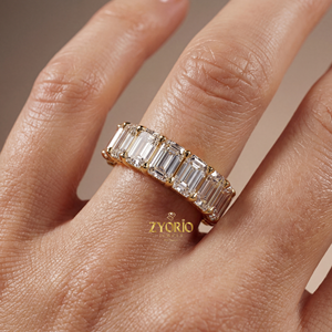 Anillo de Eternidad de Lujo con Corte Esmeralda, Plata de Ley, 5 CT, Diamante de Laboratorio, Anillo de Boda Apilable, Joyería para Compromiso, Aniversario, Fiesta - Product Image 5