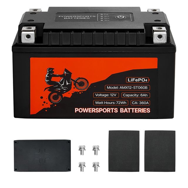 "12V 6Ah LiFePO4 Motorcycle Battery Pre-Charged Maintenance-Free High-Performance Powersports Battery"