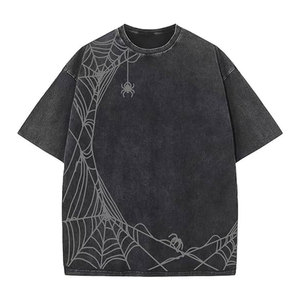 เสื้อยืดโอเวอร์ไซส์สไตล์วินเทจ ล้างสีแบบแอซิดวอช เสื้อผ้าสตรีทแวร์ลำลองสำหรับผู้ชายและผู้หญิง สวมใส่สบาย ทรงหลวม ผ้าฝ้าย สำหรับฤดูร้อน - Product Image 1