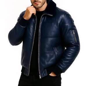 แจ็คเก็ตหนังแท้บุรุษสำหรับฤดูหนาว แบบลำลอง ระบายอากาศได้ดี แห้งเร็ว มีโลโก้ด้านหน้า ทำจากหนังวัวแท้ - Product Image 4
