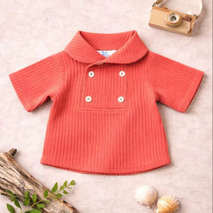 Ensemble chemise et short en coton et lin pour garçons |   Tenue d'été respirante pour enfants, verte et blanche avec poche, fabriquée en Inde - Product Image 1