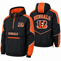 Veste anorak personnalisée OEM avec logo brodé devant et derrière, coupe-vent léger en nylon pour hommes, vente en gros, streetwear, vêtements d'équipe