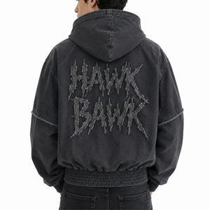 Sweat à capuche zippé oversize en molleton épais pour homme, style streetwear vintage, avec logo personnalisé, coupe ample et design vieilli - Product Image 2