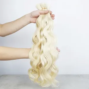 Extensiones de Cabello Humano Rubio Platino Largo y Ondulado, Base de Seda Remy India, Suave y Natural, Doble Trama, Encaje Transparente HD, Tamaño Personalizado, 100% Cabello Humano - Product Image 3
