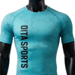 Turquoise Black <b>Men</b> Compression <b>Shirt</b> and Shorts Set Breathable Quick Dry Stretch Fitness Gym Training Running Workout Athletic - Product Image 3
