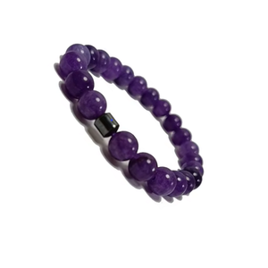 Bracelet en cristal Megnet & Améthyste Charme Perles Rondes 8mm Pierre Cristal Gemstone Bijoux de Mode Hommes et Femmes Cadeau Énergie - Product Image 1