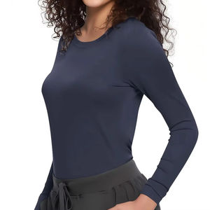 Camisetas de Manga Larga Personalizadas de Algodón para Mujer, Camiseta Interior para Enfermera, Color Sólido, Elástica y Suave - Product Image 3