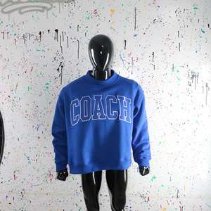 COACH <b>NAVY</b> blue Mock Neck Sweatshirt 100% <b>Navy</b> Blue Applique Embroidery wide neck Sweatshirt Finer Threads - Product Image 6