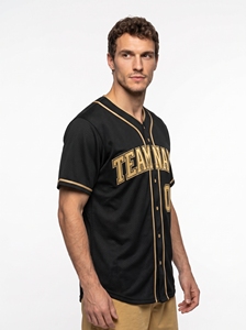 Maillot de baseball noir et or pour homme, nom de l'équipe 00, maille polyester, boutons sur le devant, coupe classique, vêtements pour toutes les saisons - Product Image 2