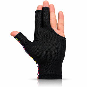 Gants de snooker les plus vendus, motif floral, demi-doigts, unisexe, en polyester, imprimé numérique, fermeture auto-agrippante - Product Image 2