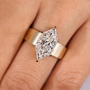 Dutch Marquise Cut Diamond Solitaire Ring with Wide Comfort Fit Band Solid Gold Engagement Ring Modern Minimalist Luxury Ring - Product Image 2