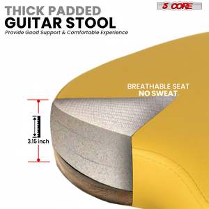 Taburete para Guitarra 5Core, Silla Acolchada de 3.15 Pulgadas con Respaldo, Asiento Musical Plegable con Reposapiés Integrado, Soporte para Guitarra - Product Image 2