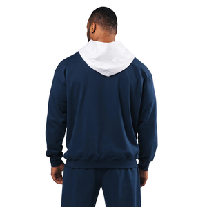 Sweat à capuche contrastant pour homme en molleton de coton, vêtement de sport décontracté, fabrication OEM, vente en gros, personnalisation sur mesure - Product Image 2
