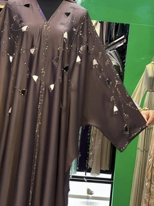 New2026 Selling Abaya Modest Dubai Beaded Sequined <b>Long</b> Sleeve Abaya Muslim Traditional Handmade Wedding Women Breathable V Neck - Product Image 3
