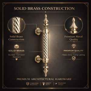 Poignée de porte en laiton en spirale impériale |   Poignée d'entrée moderne de luxe |   Matériel architectural durable pour les portes principales des hôtels - Product Image 6