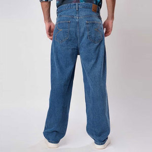 Men's High Waist Straight Leg Stonewashed Denim Jeans Casual Cotton Pants Breathable Midweight Canvas Fit <b>White</b> Sneakers Style - Product Image 4