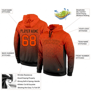 Sudadera con Capucha Degradado Naranja y Negro para Hombre, Impresión por Sublimación, Nombre y Número Personalizados, Ropa Casual de Otoño, Corte Regular - Product Image 4