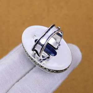 Anillo de Tanzanita y Cuarzo Hecho a Mano, Estilo Bohemio, Plata de Ley 925, Joyería con Piedras Preciosas Naturales, Anillo para Mujer, Venta al Por Mayor - Product Image 5