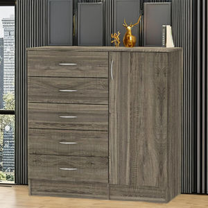 Mueble de Dormitorio Moderno FURNIZONE 1137 de Alta Calidad, con 5 Cajones, Fabricado en Tablero de Partículas de Madera Pulau Pinang, Gran Capacidad de Almacenamiento - Product Image 1