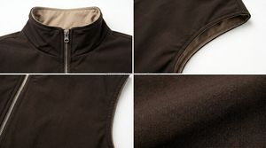 Gilet sans manches réversible pour homme, sans col, fermeture éclair, coupe-vent, décontracté, extérieur, hiver, couleur unie, Spandex/Polyester - Product Image 5