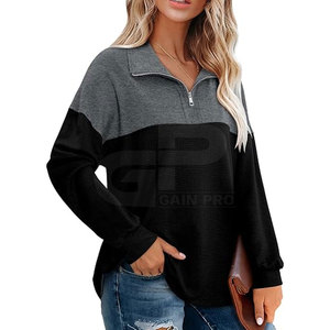 Stylish <b>Women</b> <b>Quarter</b> <b>Zip</b> <b>Sweatshirt</b> With Soft Touch Fabric Relaxed Design For Streetwear And Fashion Collections - Product Image 4