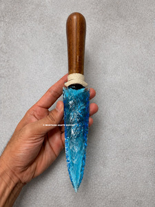 Dague artisanale en obsidienne aqua de 10 pouces avec manche, pour rituels païens et décoration, magnifique dague sculptée pour la décoration intérieure - Product Image 4