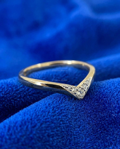 14K Gold V Diamond <b>Stacking</b> Band Chevron Wedding <b>Ring</b> Minimalist Lab Diamond V Shape Bridal Stackable Engagement Luxury Jewelry - Product Image 2