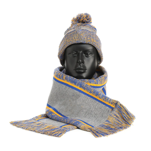 Ensemble Écharpe Longue Grise et Bonnet Sigma Gamma Rho SGRho, Broderie Personnalisée Bleu Royal et Or, Épais et Chaud, Unisexe, Équipement Hivernal pour Sororité - Product Image 1