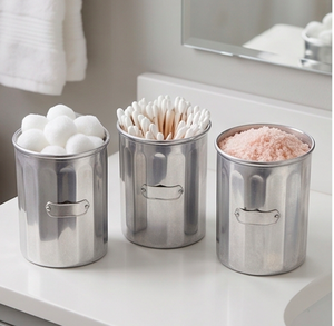 Silver Color Canister Set Of 3 Elegant Kitchenware <b>Storage</b> Containers For Food With Decorative <b>Tabletop</b> Design In Metal - Product Image 2