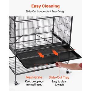 31.5 X 20.5 X 52 Inch Flat Top Wrought Iron Bird Flight Cage with Perches and <b>Slide</b>-Out Tray <b>Plastic</b> Feeders for Bird Supplies - Product Image 4