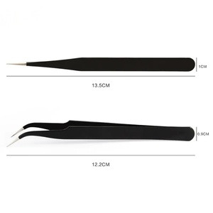 แหนบติดขนตาสีดำ สแตนเลสสตีล ปลายเรียบ สำหรับติดขนตาปลอม ความยาว 10 มม. - Product Image 6