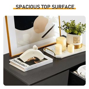 Commode en panneaux de particules noir mat avec placage mélaminé, armoire à 4+2 tiroirs, 66*40*111 cm, poignées dorées mates - Product Image 6