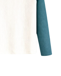 Custom Teal <b>White</b> Raglan Long Sleeve T Shirt Men Ribbed 100% Cotton Crew Neck Casual Baseball <b>Tee</b> OEM Manufacturer Supplier - Product Image 6