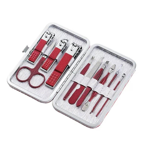 Professional 10Pcs Stainless Steel Manicure Pedicure Set Red <b>Nail</b> Clipper <b>Kit</b> Grooming Tools Care Set with Portable Travel Case - Product Image 1