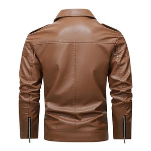 <b>Men's</b> Leather <b>Jacket</b> Stylish Simulation Korean Version Cross-Border Spring Summer Autumn Seasonal Fashionable - Product Image 4