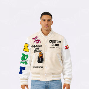 Veste universitaire personnalisée, veste bomber à blocs de couleurs, veste de baseball streetwear patchwork - Product Image 3