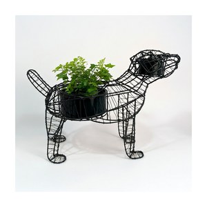 Hand Woven Iron Wire Dog Planter Black Powder Coated Removable Inner <b>Pot</b> Animal Garden Decor Plant <b>Pot</b> <b>Holder</b> for Balcony India - Product Image 3