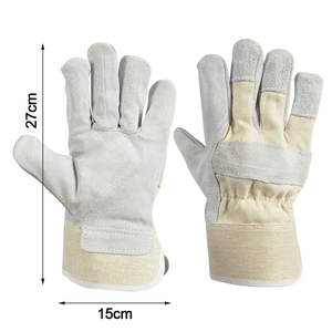 Gants de sécurité industriels en cuir de vachette à double paume certifiés CE, résistants à la chaleur et aux coupures, pour le soudage et les travaux de construction - Product Image 3