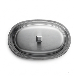 Plato para Mantequilla Ovalado de Acero Inoxidable con Tapa, Diseño Moderno, Hermético, Conserva la Frescura, Vajilla de Cocina - Product Image 4