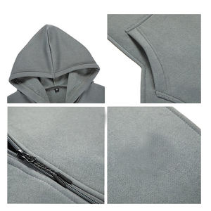 Sweat-shirt à capuche zippé personnalisé pour homme en molleton de coton, fermeture éclair intégrale, vêtement d'extérieur décontracté, approvisionnement en gros, faible MOQ - Product Image 5