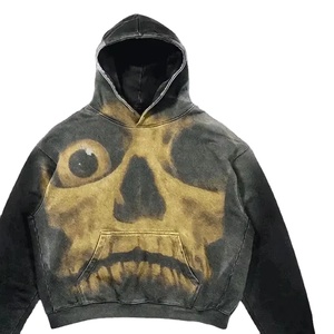 Logo personnalisé en coton 320 360Gsm Sweat à capuche court Hommes Streetwear Sweat à capuche lourd Sweats à capuche courts surdimensionnés - Product Image 5