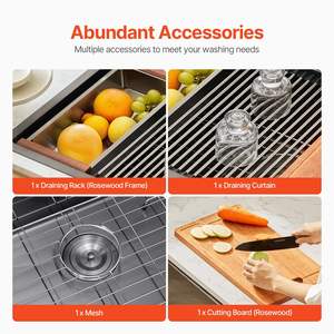 ซิงค์ล้างจานแบบเดี่ยวขนาด33นิ้วทำจากสเตนเลสพร้อมอ่างน้ำสีดำ - Product Image 6