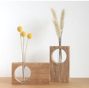 Último modelo de florero decorativo de madera acanalada, hecho a mano, estilo rústico, para mesa, estante, decoración del hogar, florero decorativo. - Product Image 5