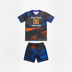 Camiseta de fútbol transpirable de talla grande para verano, manga corta, nombre del equipo personalizado, estampado por transferencia térmica, uniforme de fútbol de secado rápido. - Product Image 1
