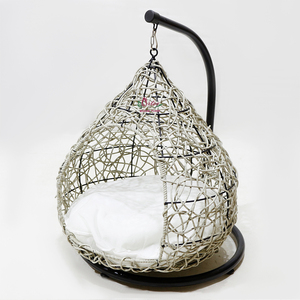 Luxury Wicker Rattan Hanging Pet <b>Bed</b> <b>House</b> Sleeping Cave with Cushion - Product Image 3