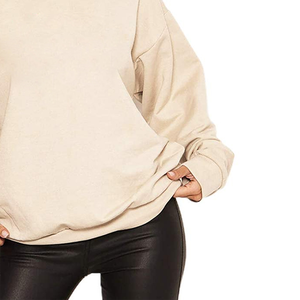 Sudadera extragrande para mujer, forrada de felpa, manga larga, cuello redondo, tela suave y transpirable, perfecta para otoño, invierno, gimnasio y uso en casa. - Product Image 2