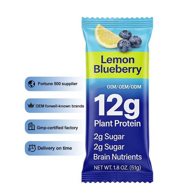 Hot Sale High Fiber Vegan Plant-Based Protein Bar with Immune Support and Natural Ingredients for Energy